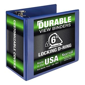 Samsill Durable 6 inch 3 Ring Binder, Made in USA, Locking D Ring 100% Recycled Chipboard, Blue