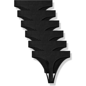 GRANKEE Women's High Waisted Breathable Seamless Thong Panties,No Show Workout Underwear, Comfortable Cotton Crotch,6 Pack (Medium)