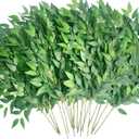 HUAHUA 20pcs Artificial Italian Ruscus Greenery Stems -Faux Green Leaf Garland Silk Greenery Leaves for DIY Wedding Arch Bouquet Filler Table Centerpieces Home Indoor Decor