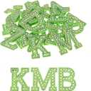 MECCANIXITY Iron on Patch Decorative A-Z Green Glitter Alphabet Applique Rhinestone English Letter for DIY Clothes Repair Hats Bags Pack of 26, Green 