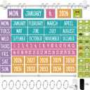 Magnetic Flip Calendar for Classroom White Board Magnetic Calendar for Classroom Bulletin Board Calendar Set with 79 Cards and Adjustable Rod Colorful Bulletin Board Decor for Back to School Supplies(Morandi)