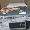 Emerson MW1338SB Countertop Microwave Oven, 6 Pre-Programmed Settings, Removable Glass Turntable, Child Safety Lock, 1.3 Cu ft, 1000W, Stainless Steel