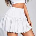 Avidlove Mini Skirt for Women Bubble Puffy Hem Y2K Elastic Waist A Line Basic Casual Skirts L