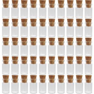 Clear Glass Jars Bottles 50 Pack Mini, Tiny, Cork Stoppers, Arts & Crafts, Projects, Decoration, Party Favors, 18mm x 10mm Diameter