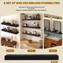 Floating Shelves 3 inch Thick for Wall Set of 2,Solid Pine Wood Wall Mount Shelf for Kitchen Living Room Bedroom Bathroom,8" D x 30" L x 3" H-Black