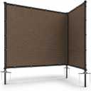 6' x 12' Privacy Fence Screen Sets with Iron Poles Ground Spikes Metal Frame Outdoor Privacy Shade Cover for Yard Backyard Patio, Brown