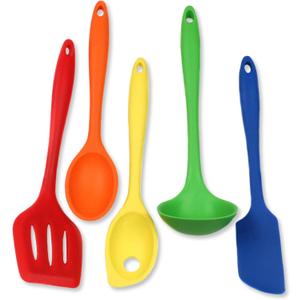Chef Craft 5 Piece Multicolored Premium Silicone Kitchen Tool Set, Assorted (42086)