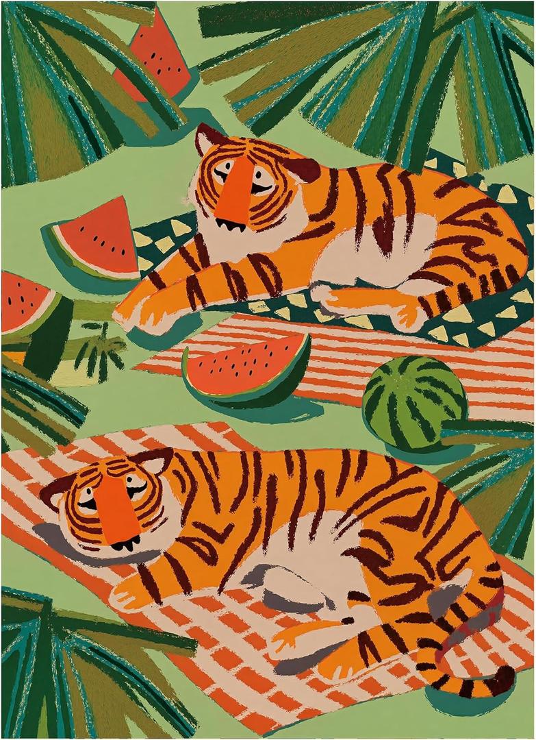 Jigsaw Puzzles for Adults 1000 Pieces, Summer Tiger Puzzle, Colorful as Home Wall Decor for Family Challenging Games