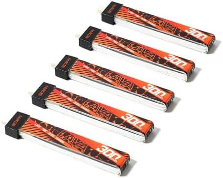 BETAFPV 5pcs Lava 1S 300mAh Lipo Battery 3.8V 75C LiHV Battery with BT2.0 Connector Compatible for 1S FPV Tiny Whoop Drone Quadcopter Like Cetus, Meteor65, Meteor65 Pro 1S Brushless Drones