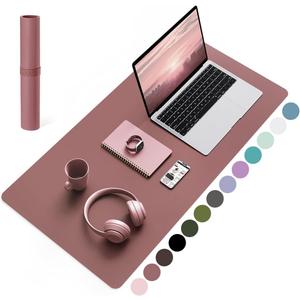 YSAGi Non-Slip Leather Desk Pad Blotter, Waterproof Laptop Computer Desk Keyboard Mat, Table Protector Mat, Large Mouse Pad for Office/Work/Home/Decor(Dark Pink, 31.5" x 15.7")