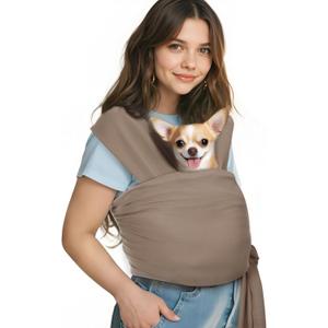 Pawaboo Pet Sling Carrier for Small Dogs and Cats, Hands Free Dog Carriers Sling, Anti-Anxious Soft Cotton Front Facing Cat Carrier Papoose, Puppy Kitten Pouch Reduce Back Neck Pain, Brown