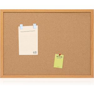 Cork Board Bulletin Board 20" x 30", Wood Framed Corkboards for Wall Decor, Hanging Office Message Board, Large Wall Mounted Notice Pin Board with 15 Push Pins for School, Home & Office, 1 Pack 20" x 30"