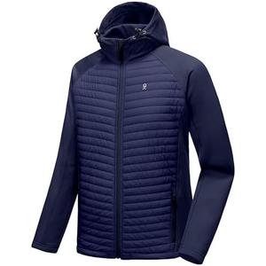 Little Donkey Andy Men's Insulated Hiking Jacket, Hooded Thermal Running Hybrid Jacket, XXL