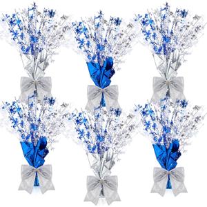 6 Pack Winter Wonderland Centerpieces Blue Christmas Table Decor Snowflake Centerpieces for Tables Metallic Stars for Christmas Xmas Wonderland Decorations