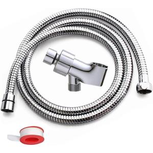 79 Inch Expandable Shower Hose Extra Long Bathing Toilet Cleaning, Adjustable Holder Mount and Stainless Steel Shower Hose for Handheld Shower Head, shower hose and holder, Chrome