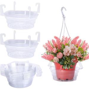 Adnee 15 Pcs 10 Inch Hanging Plant Water Catcher-Clear Plastics Plant Water Catcher Tray-Hanging Plant Saucers Drip Pans for Indoor Outdoor Hanging Basket Flower Pot