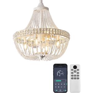 20“ Crystal Chandelier Ceiling Fan with Lights, (Retro White), 20 IN, Crystal Bead