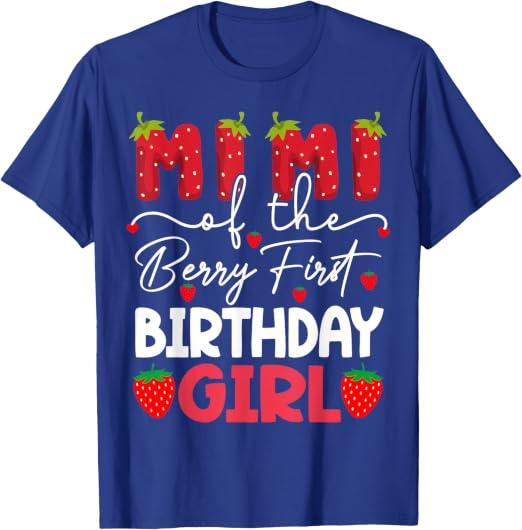 Mimi Of The Berry First Birthday Girl Strawberry T-Shirt, XL