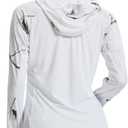 LOOGU Women's UPF 50+ Sun Protection Hoodies Shirts Slim Fit Long Sleeve Lightweight Quick Dry UV Fishing Hking Outdoor (White, L)