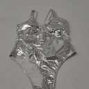 YAUASOPA Sexy Liquid Metallic Glitter One Piece Push Up Swimsuit Female Shiny Solid High Cut Beachwear (Medium)