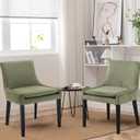 COLAMY Modern Dining Chairs Set of 2, Upholstered Corduroy Accent Side Chairs with Mid Back and Wood Legs for Living Room/Dining Room- Light Green