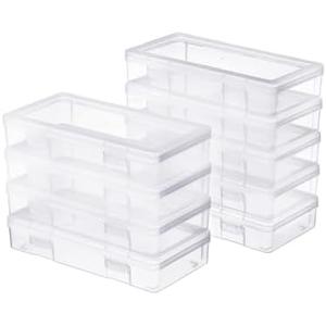 Naivees Medium Clear Storage Box 9 Pack Stackable Storage Containers with Snap-Tight Latch 10" x 5"x 1.9" for Pencil Box,Art tools