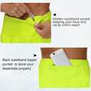 THE GYM PEOPLE Womens High Waisted Running Shorts Quick Dry Athletic Workout Shorts with Mesh Liner Zipper Pockets (Green, L)