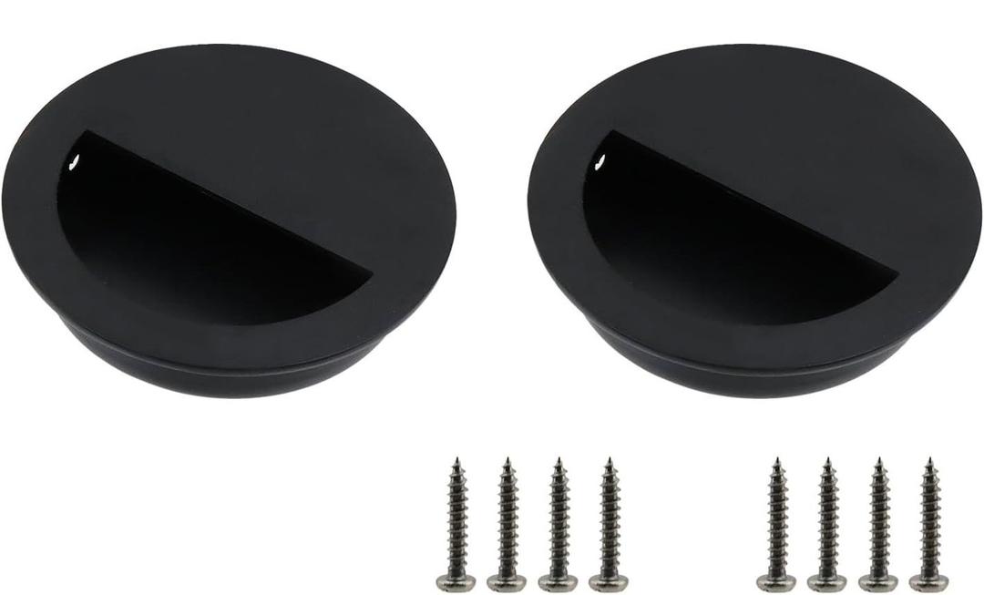 Bitray 2Pcs Pocket Door Handles 304 Stainless Steel Round Hidden Concealed Door Pulls for Closet Door - 70mm/2.75IN