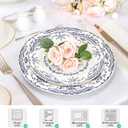 Salad Plates, Ceramic Plates Set of 6, Kitchen Plates Microwave Safe, 8.5 Inch White Plate Dessert Blue Floral