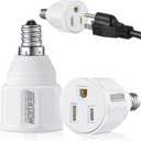 3 Prong Light Bulb Socket Adapter, Polarized Outlet, Light Socket to Plug Adapter Converter for Patio, Garage, Porch(2 Pieces)