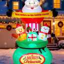 9FT Christmas Inflatables Outdoor Decorations,Blow Up Yard Decorations Santa Claus Snowman Gingerbread Man and Gift Bag,Built-in LED Lights for Garden Lawn Xmas Decor