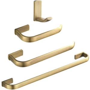 WINCASE Brass Bathroom Accessories, Bath Towel Holder Antique, Towel Bar Set Toilet Paper Holder Robe Hook Brushed Brass Wall Mounted