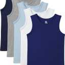 5 Pack Boys Tank Tops Boys Undershirts Kids Cotton Undershirts Tees Sleeveless Tank Tops Shirts for Kids Youth (Blue, M)