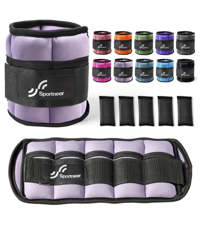 Sportneer Adjustable Ankle Weights Set - 1 Pair (2-10 lbs) Removable Sandbags for Women & Men, Comfortable Neoprene Leg Weights for Walking, Running, Pilates, Yoga, Home Workout & Physical Therapy