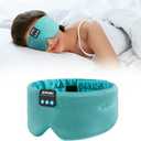 Sleep Mask Bluetooth 5.4 Headphones Soft Wireless Headband Eye Mask Blackout with Microphone (Emerald)