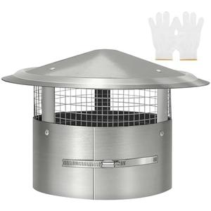 Bootuu 8 Inch Round Chimney Cap(No Assembly Required), 8 Inch Tapered Top Chimney Cap with Fastening Device with Screen, Stainless Steel