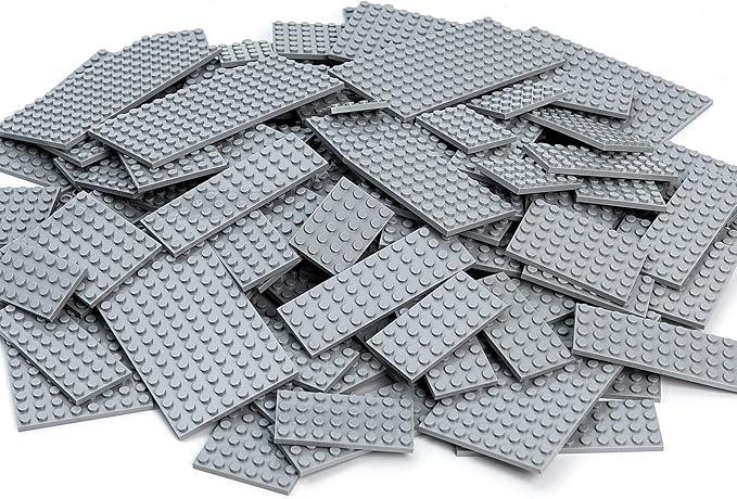 MANNIDOO 110 Pieces Classic Building Plates, 11 Sizes Small Baseplates Multipacks  Compatible with All Major Brands Pieces, Flat Platform Base for Moc Building, Light Grey