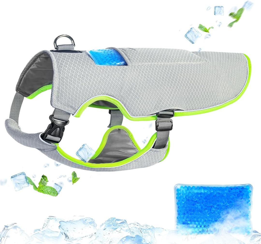 Mora Pets Dog Cooling Vest with Ice Pack Evaporation Cool Harness Adjustable Summer Shirt Pet Jacket for Hot Weather Fit Large Medium Small Dogs Grey S