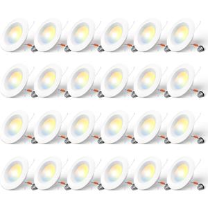Amico 24 Pack 5/6 inch 5CCT LED Recessed Lighting, Dimmable, 12.5W=100W, 950LM, 2700K/3000K/4000K/5000K/6000K Selectable, Retrofit Can Lights with Baffle Trim, IC Rated - ETL & FCC, White