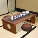 Foldable Japanese Coffee TableFolding Japanese Floor TableNatural Brown Coffee Table, Minimalist Tatami Table, Suitable for Living Room,Dining Room, Etc. (Natural Brown, 39.4x19.7x11.8)
