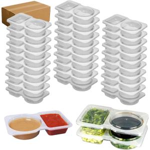 33pcs Double Compartment Condiment Container With Lids - Reusable Snack Pack Containers for Condiment, Dip, Sauce, and Dye