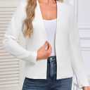 AGSEEM Full Lining Sweater Blazers for Women Open Front Long Sleeve Work Office Suit Jackets Blazer with Pockets (White, S)