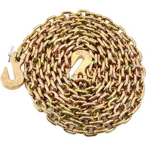 1/4 Inch x 12 Feet Transport Binder Chain G80 Safey Tow Chain with Grab Hooks 3300 Lbs Safe Work Load for Transporting Towing Tie Down Binding Equipment