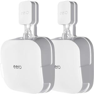 COOLWUFAN Wall Mount Holder for eero Pro 6 or eero Pro 6E Home WiFi System-Simple and Sturdy Wall Mount Holder Stand Bracket for eero Pro 6E & Pro 6 tri-Band mesh Wi-Fi 6 System (White(2 Pack))