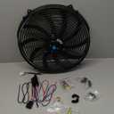 BLACKHORSE-RACING 16" 16 inch Electric Radiator Fan High 3000 + CFM Thermostat Wiring Switch Relay Kit Black