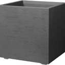 Deroma Gravity 10” Cube Planter | Light & Durable Plastic | Indoor or Outdoor Square Pot for Patio/Porch | Includes Water Reserve & Drain Plug | Trendy Planter for Plants, Flowers, Garden | Black