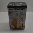 FARBERWARE 15-Piece Knife Block Set, Triple-Riveted High-Carbon Stainless Steel Kitchen Knives, Razor Sharp Blades, Wood Storage Block, White/gold