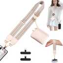 OUTXE Clip and Go Strap for Phone with Wallet Crossbody, Detachable Wrist Strap Save Girls Anti Theft Lanyard with Zippered Pouch & 2* Nylon Tab for All Phones (Bohemian Beige)