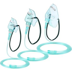 Geiserailie 3PCS S/M/L Size Oxygen Mask for Adult with 6.6 Ft Tubing and Adjustable Elastic Strap, Adult Oxygen Mask with Tubing for Connecting