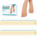 Blister Bandages Pads - 50 ct Blister Cushions - Water Resistant Hydrocolloid Bandage for Foot, Toe, Heel - Gel Blister Bandages for Prevention & Recovery, Toe Pack